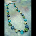 Smithsonite and oxidized silver necklace